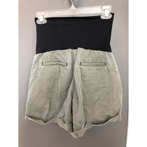 Aglow size 6 maternity green khaki shorts full panel - Picture 2 of 4